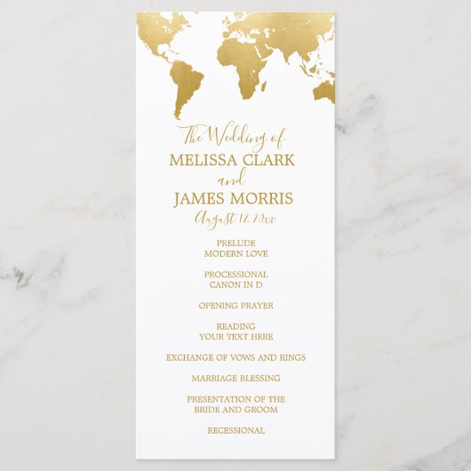 Globetrotter Glam Wedding Ceremony Program Programmakaart (Voorkant)