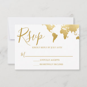 Globetrotter Glam Wedding RSVP Kaart