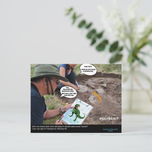 #GLOBEXIT DINO CARD (Flat Earth 2017 Collectie) Briefkaart (Staand voorkant)