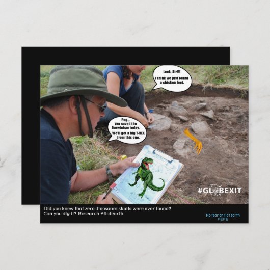#GLOBEXIT DINO CARD (Flat Earth 2017 Collectie) Briefkaart (Voorkant / Achterkant)