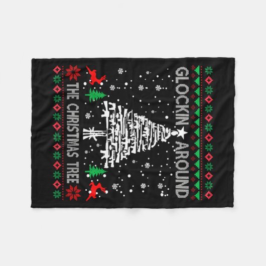 Glockin' Around The Christmas Tree Gun Owner Ugly  Fleece Deken (Voorkant (Horizontaal))