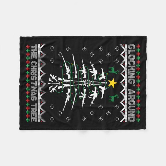 Glocking Around The Christmas Tree Ugly Christmas  Fleece Deken (Voorkant (Horizontaal))