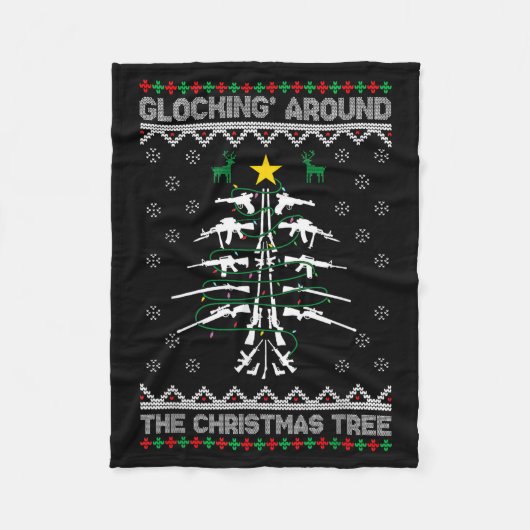 Glocking Around The Christmas Tree Ugly Christmas  Fleece Deken (Voorkant)