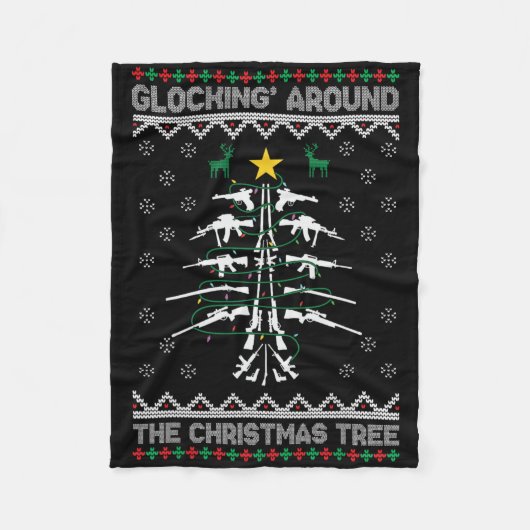 Glocking Around The Christmas Tree Ugly Christmas Fleece Deken (Voorkant)