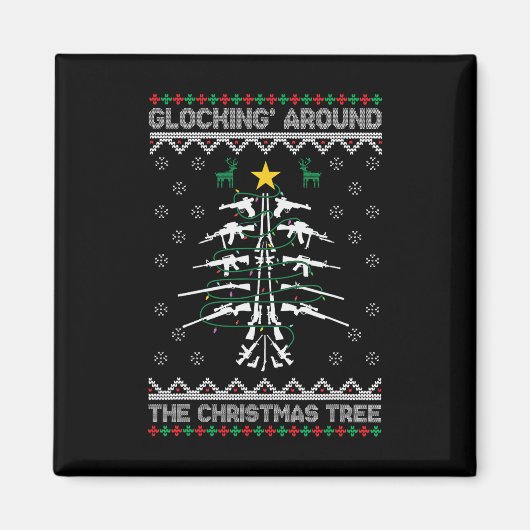 Glocking Around The Christmas Tree Ugly Christmas Magneet (Voorkant)