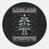 Glocking Around The Christmas Tree Ugly Christmas Ronde Sticker (Voorkant)