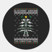 Glocking Around The Christmas Tree Ugly Christmas  Ronde Sticker (Voorkant)