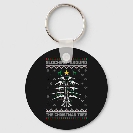 Glocking Around The Christmas Tree Ugly Christmas Sleutelhanger (Voorkant)