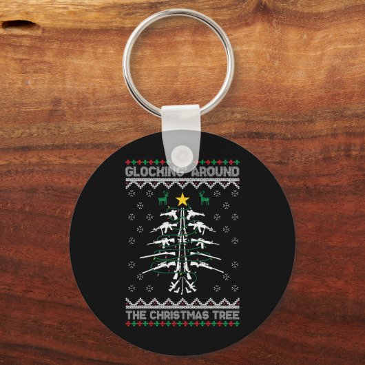 Glocking Around The Christmas Tree Ugly Christmas Sleutelhanger (Voorkant)