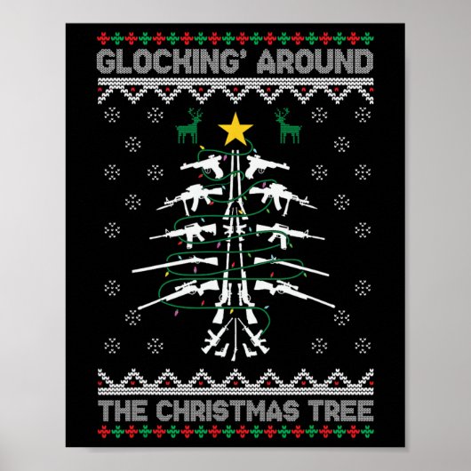 Glocking Rond de Kerstboom Lelijke Kerst-  Poster (Voorkant)