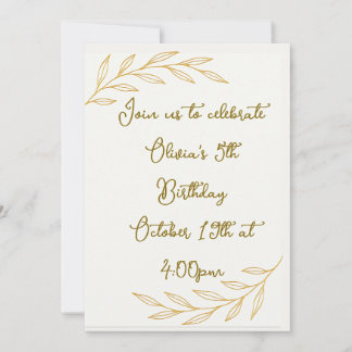 Glod Floral 5de verjaardagsuitnodiging Kaart