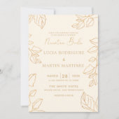 Glod Leaf Cream Spaans Nuestra Boda Kaart (Voorkant)