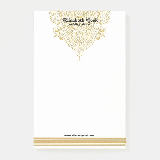 Glod Paisley Ornament & Stripes Weddenschap Design Post-it® Notes (Voorkant)