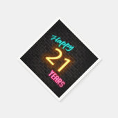 gloed 21 neonteken op bakstenen muur servet (Hoek)