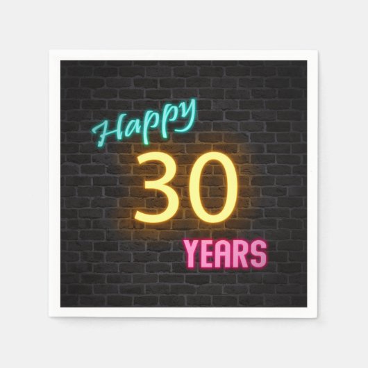 gloed 30 neonteken op bakstenen muur servet (Voorkant)