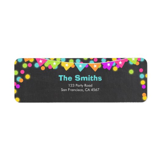 Gloed-adres Etiket Neon Disco Birthday party Laser (Voorkant)