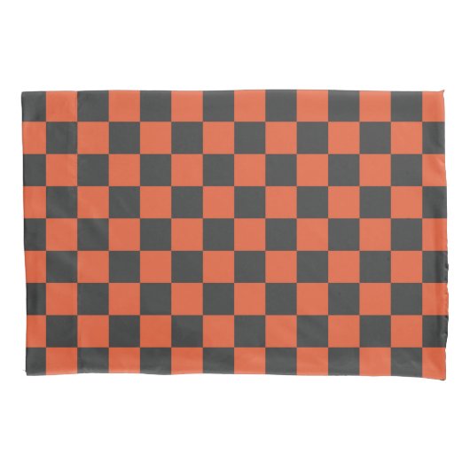 Gloed en as schaakbordpatroon kussensloop (Voorkant-Links)