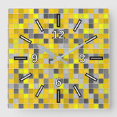 Gloed- en grijszijdenpatroon vierkante klok (Voorkant)