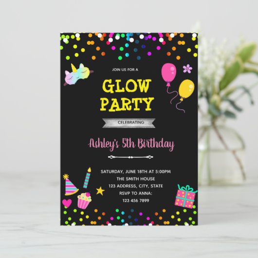 Gloed en sleepover kaart (Staand voorkant)