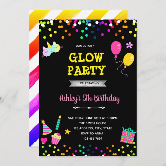 Gloed en sleepover kaart (Voorkant / Achterkant)