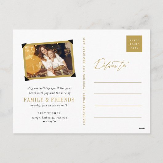 Gloed handschrift script Gold Ombre foto Feestdagenkaart (Achterkant)