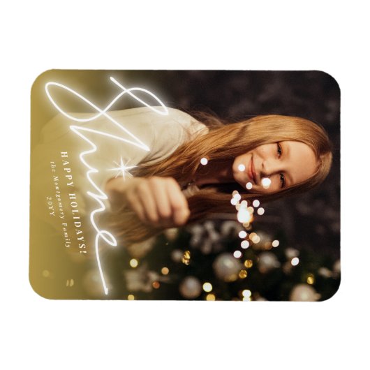 Gloed handschrift script Gold Ombre foto Magneet (Horizontaal)