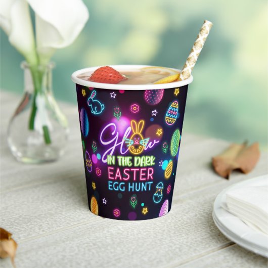 Gloed in de Dark Easter Egg Hunt Party Cups Papieren Bekers (Insitu)