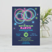 Gloed in de Dark Party Invitations Rings and Stars Kaart (Staand voorkant)