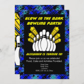Gloed in de Donkere Bowling Party Birthday Kaart (Voorkant / Achterkant)