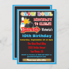 Gloed in de donkere bowling party uitnodigingen