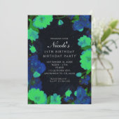 Gloed in de donkere gloeiende bloemen party kaart (Staand voorkant)