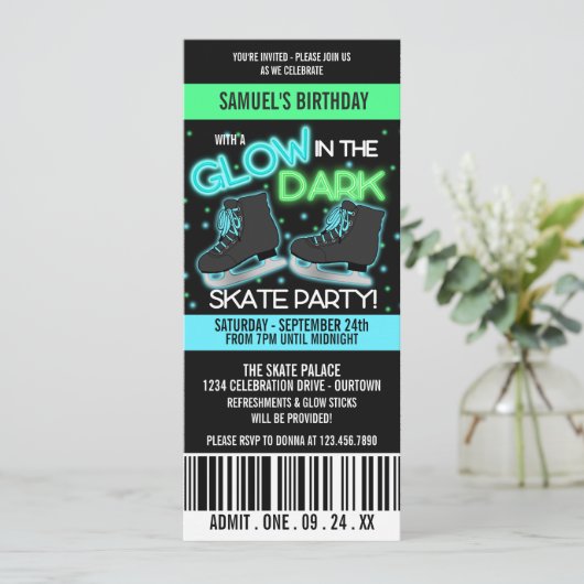 Gloed in de Donkere ijsschaatpartij Kaart (Staand voorkant)