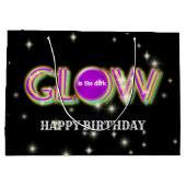 Gloed in de donkere kinder neonpartij, helder kleu groot cadeauzakje (Achterkant)