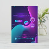 Gloed in de donkere Neon Birthday Party Invitation Kaart (Staand voorkant)