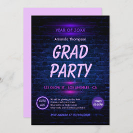 Gloed in de donkere Neon Disco Graduation Party Kaart