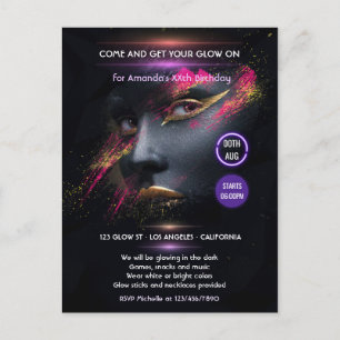 Gloed in de donkere Neon Party Invitation Briefkaart