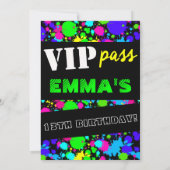 Gloed in de Donkere Neon Party VIP Pass Birthday Kaart (Achterkant)