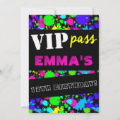 Gloed in de Donkere Neon Party VIP Pass Birthday Kaart (Achterkant)