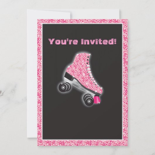 Gloed in de donkere roller Disco Skating uitnodigi Kaart (Achterkant)