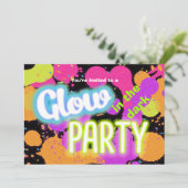 Gloed in de donkere verf spatten party uitnodiging (Staand voorkant)