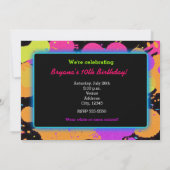 Gloed in de donkere verf spatten party uitnodiging (Achterkant)