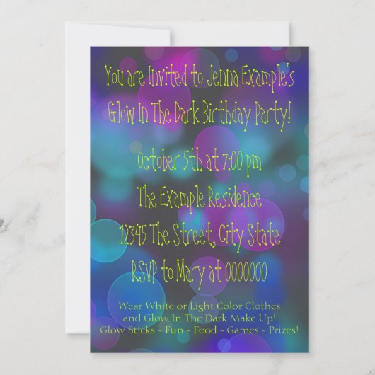 Gloed in de donkere verjaardag kaart (Achterkant)