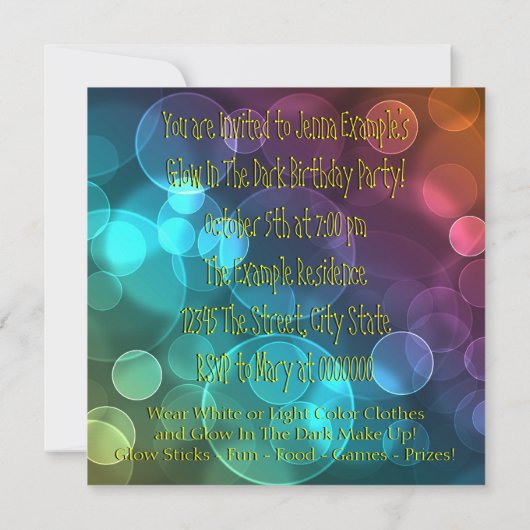 Gloed in de donkere verjaardag kaart (Achterkant)