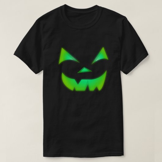 Gloed in de donkergroene Jack O Lantern pompoen T-shirt (Design voorkant)