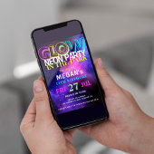 Gloed in de donkerneon-uitnodiging voor verjaardag kaart