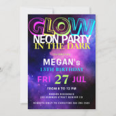 Gloed in de donkerneon-uitnodiging voor verjaardag kaart (Voorkant)