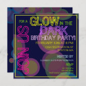 Gloed in de uitnodiging van de Dark Birthday Party (Voorkant / Achterkant)