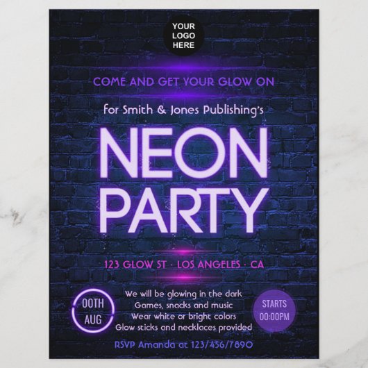 Gloed in de uitnodiging van de Dark Neon Corporate Flyer (Voorkant)
