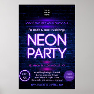 Gloed in de uitnodiging van de Dark Neon Corporate Poster