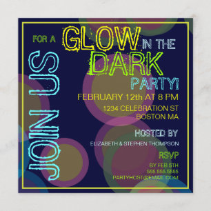 Gloed in de uitnodiging van de donkere Blacklight-